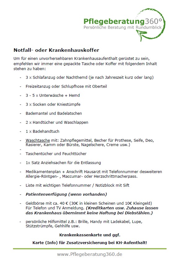 notfallkoffer für das krankenhaus